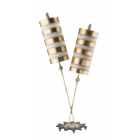 Nettle Luxe Gold 2-light Double Buffet Table Lamp Distressed Mixed Finish