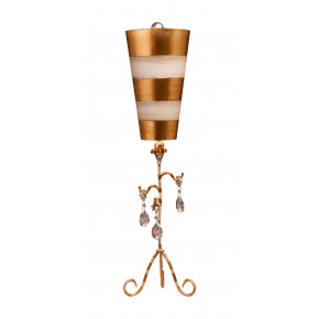 Tivoli Shabby Chic Distressed Gold Buffet Table Lamp Inverted Striped Shade