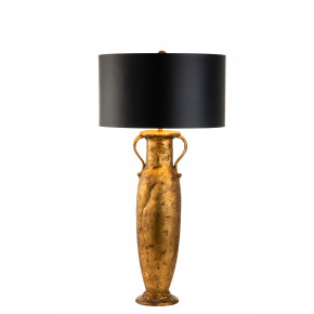 Villere Table Lamp Gold Leaf with Black Shade
