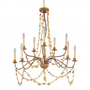 Mosaic Extra Large Antiqued Gold Flambeau Inspired 15-Light Chandelier