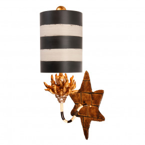 Audubon Sconce Made with Black and White Striped Shade Wall Fixture