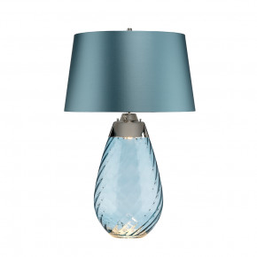 Large Lena Table Lamp Blue with Blue Satin Shade