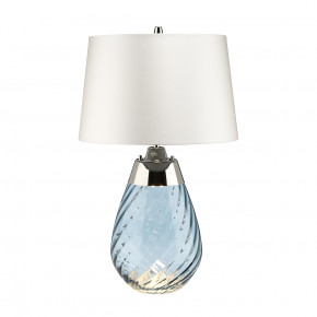Small Lena Table Lamp Blue with Off White Satin Shade