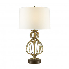 Lafitte Distressed Buffet Table Lamp with White Fabric Drum shade