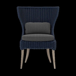 Arla Indoor/Outdoor Dining Chair Navy 30"W x 27"D x 40"H Twisted Faux Rope Pagua Graphite High-Performance Fabric