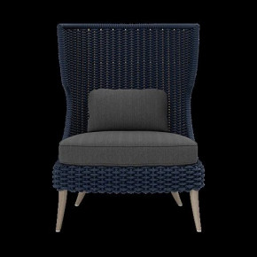 Arla Indoor/Outdoor Lounge Chair Navy 30"W x 32"D x 43"H Twisted Faux Rope Pagua Graphite High-Performance Fabric