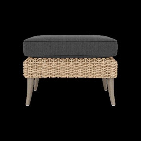 Arla Indoor/Outdoor Ottoman Natural 24"W x 18"D x 18"H Twisted Faux Rope Pagua Graphite High-Performance Fabric