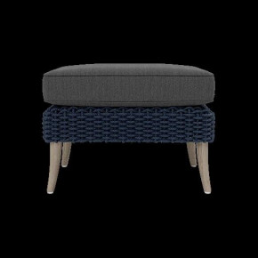 Arla Indoor/Outdoor Ottoman Navy 24"W x 18"D x 18"H Twisted Faux Rope Pagua Graphite High-Performance Fabric
