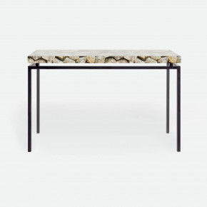 Benjamin Console Table Flat Black Steel 48"L x 18"W x 31"H Shell Silver Mother of Pearl