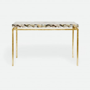 Benjamin Console Table Texturized Gold Steel 48"L x 18"W x 31"H Shell Silver Mother of Pearl