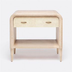 Pierre Nightstand Off-White White Washed Vintage Faux Shagreen Oak