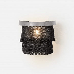Patricia Sconce 8"W x 6"D x 7"H Black Silver Coco Beads Metal