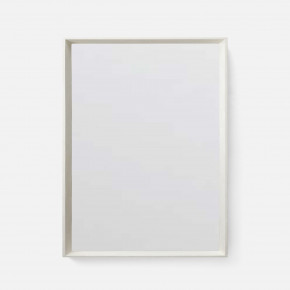 David 30"W x 40"H Bright White Realistic Faux Shagreen Rectangular Mirror