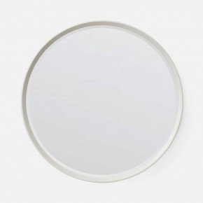 Emma Round Mirror Bright White Realistic Faux Shagreen