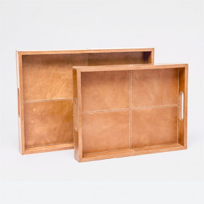 Dante Set of Two Trays Aged Camel Full-Grain Leather