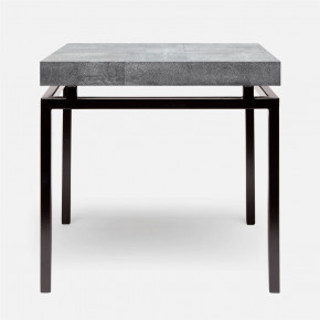 Benjamin Side Table Flat Black Steel 22"L x 22"W x 21"H Realistic Faux Shagreen Cool Gray
