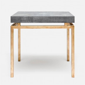 Benjamin Side Table Texturized Gold Steel 22"L x 22"W x 21"H Realistic Faux Shagreen Cool Gray