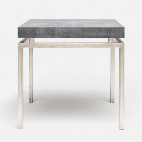 Benjamin Side Table Texturized Silver Steel 22"L x 22"W x 21"H Realistic Faux Shagreen Cool Gray