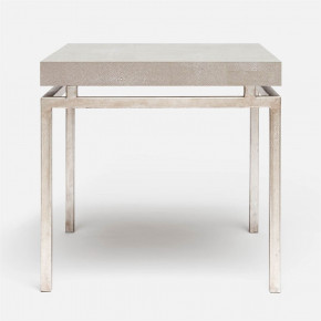 Benjamin Side Table Texturized Silver Steel 22"L x 22"W x 21"H Realistic Faux Shagreen Sand