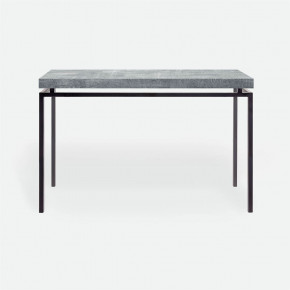 Benjamin Console Table Flat Black Steel 48"L x 18"W x 31"H Realistic Faux Shagreen Cool Gray
