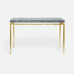 Benjamin Console Table Texturized Gold Steel 48"L x 18"W x 31"H Realistic Faux Shagreen Cool Gray