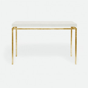 Benjamin Console Table Texturized Gold Steel 48"L x 18"W x 31"H Realistic Faux Shagreen Ivory