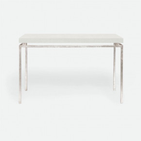 Benjamin Console Table Texturized Silver Steel 48"L x 18"W x 31"H Realistic Faux Shagreen Ivory