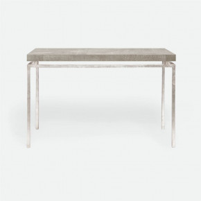 Benjamin Console Table Texturized Silver Steel 48"L x 18"W x 31"H Realistic Faux Shagreen Sand