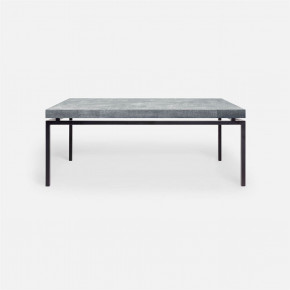 Benjamin Coffee Table Flat Black Steel 48"L x 27"W x 21"H Realistic Faux Shagreen Cool Gray