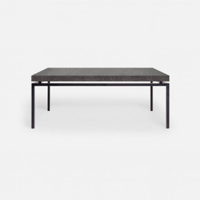 Benjamin Coffee Table Flat Black Steel 48"L x 27"W x 21"H Faux Linen Charcoal