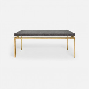 Benjamin Coffee Table Texturized Gold Steel 48"L x 27"W x 21"H Faux Linen Charcoal