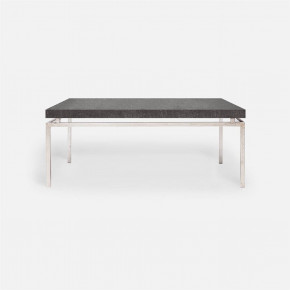 Benjamin Coffee Table Texturized Silver Steel 48"L x 27"W x 21"H Faux Linen Charcoal