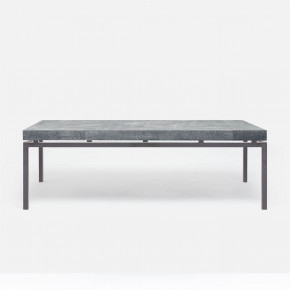 Benjamin Coffee Table Flat Black Steel 52"L x 30"W x 20"H Cool Gray Realistic Faux Shagreen