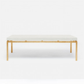 Benjamin Coffee Table Texturized Gold Steel 52"L x 30"W x 20"H Realistic Faux Shagreen Ivory