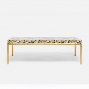 Benjamin Coffee Table Texturized Gold Steel 52"L x 30"W x 20"H Shell Silver Mother of Pearl