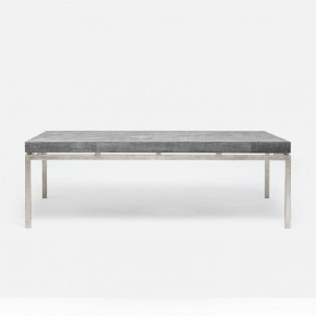 Benjamin Coffee Table Texturized Silver Steel 52"L x 30"W x 20"H Realistic Faux Shagreen Cool Gray