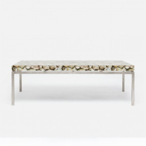 Benjamin Coffee Table Texturized Silver Steel 52"L x 30"W x 20"H Shell Silver Mother of Pearl