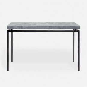 Benjamin Console Table Flat Black Steel 60"L x 18"W x 31"H Realistic Faux Shagreen Cool Gray