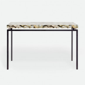 Benjamin Console Table Flat Black Steel 60"L x 18"W x 31"H Shell Silver Mother of Pearl