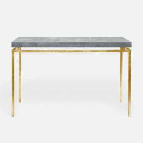 Benjamin Console Table Texturized Gold Steel 60"L x 18"W x 31"H Realistic Faux Shagreen Cool Gray