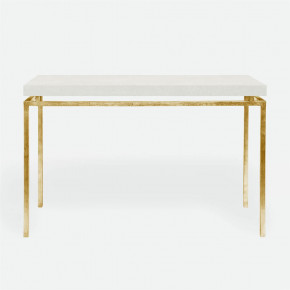 Benjamin Console Table Texturized Gold Steel 60"L x 18"W x 31"H Realistic Faux Shagreen Ivory