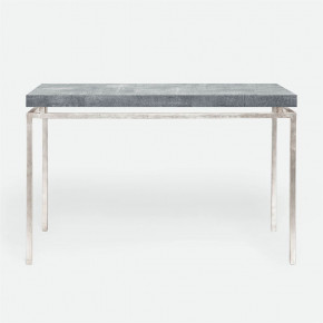 Benjamin Console Table Texturized Silver Steel 60"L x 18"W x 31"H Realistic Faux Shagreen Cool Gray