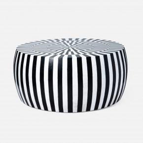 Janson Coffee Table Black White Striped 36"D x 17"H Marble