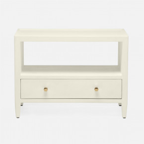 Jarin Low Nightstand White Faux Belgian Linen 30"L x 18"W x 22"H