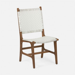 Rawley Indoor/Outdoor Side Chair 20 in W x 24 in D x 39 in H Flat White Faux Rattan Aged Natural Teak
