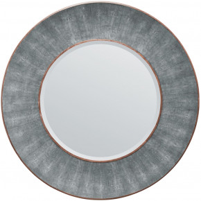 Armond Cool Gray Walnut Realistic Faux Shagreen Veneer Round Mirror