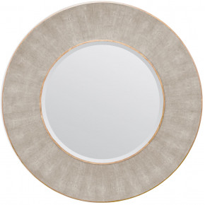 Armond Sand Sycamore Realistic Faux Shagreen Veneer Round Mirror