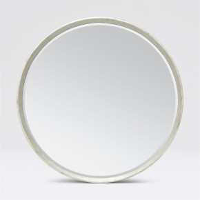 Thadeus 31"Diam Round Metalized Silver Wood Mirror