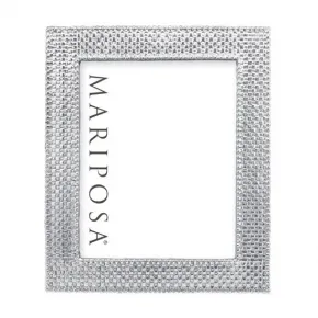 Mariposa White Leather with Metal Border 4x6 Frame