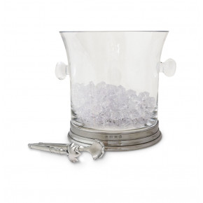 Crystal Ice Bucket with Handles And Tongs Set